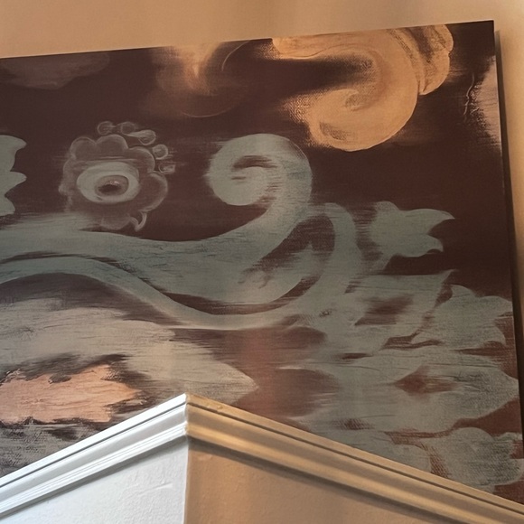 Large (5’) canvas wall art (brown, teal, turquoise) - Picture 2 of 2